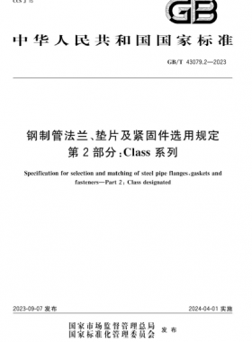 鋼制管法蘭、墊片及緊固件選用規(guī)定 第2部分：Class系列國(guó)標(biāo)/T 43079.2-2023